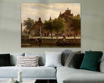 Gezicht op de haven van Hasselt, Overijssel, Cornelis Springer