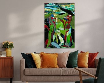 Elements of nature/ green plants and blue sea/ abstract expression von SoulmadeartBerlin