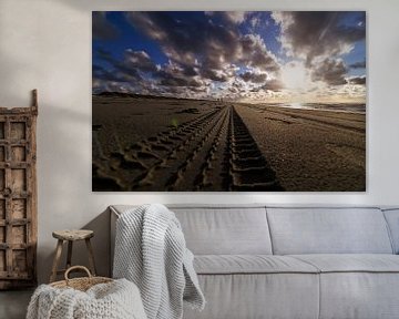 Tire tracks on the beach by Hilde Remerie Photography and digital art