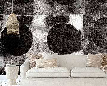 Moderne abstrakte Landschaft mit Formen in Schwarz und Weiß. von Dina Dankers