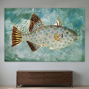 Blue-Green Fish with Spots