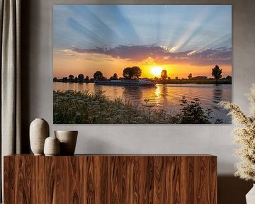 Sonnenuntergang Heusden ad Maas Poster Canvas Landschaft Fotografie von Peschen Photography