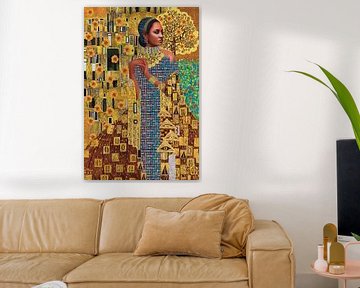 Pakistan Lady á la Klimt, Golden Lady. Levensboom en Poppy Field.