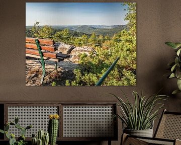 Lampertstein, Saxon Switzerland - Bench and Königstein Fortress by Pixelwerk