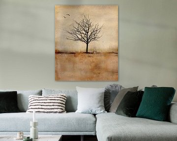 Arbre d'hiver avec des oiseaux