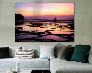 Surfer at Balangan during sunset by Bart Hageman Photography