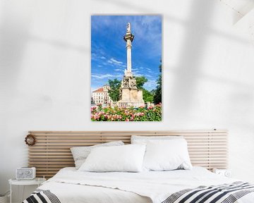 Hradčany Square with Tuscany Palace and St. Mary's Column by Melanie Viola