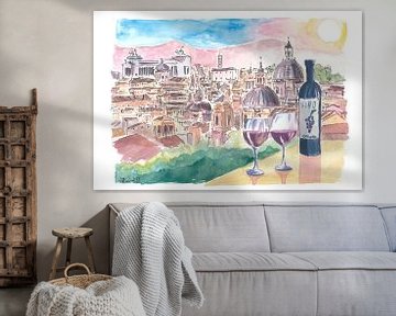 Romantischer Wein in Rom Italien mit Panoramablick vom Hügel