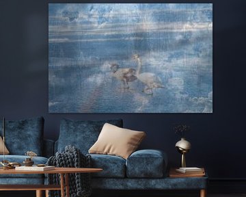 Abstracte fotografie | Abstract expressionisme | Modern abstract | Fantasie | Zwanen voor altijd samen van Art by Janine