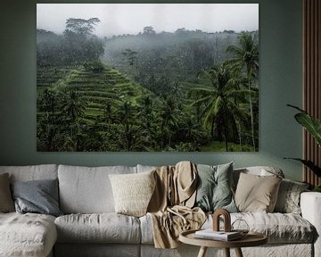 Regen bij Tegalalang rijstveld in Ubud, Bali van Bart Hageman Photography