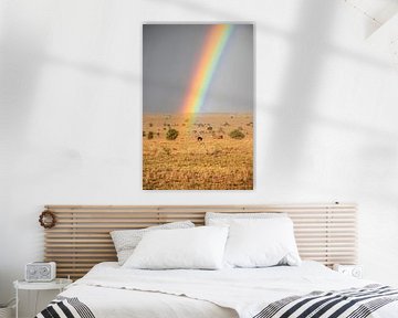 Regenbogen in Afrika mit Vogelstrauß von Fotos by Jan Wehnert