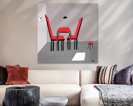 Voorbeeld van het werk in een kamer