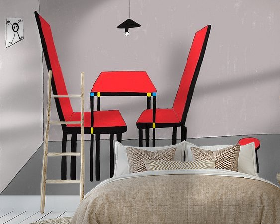 Voorbeeld van het werk in een kamer