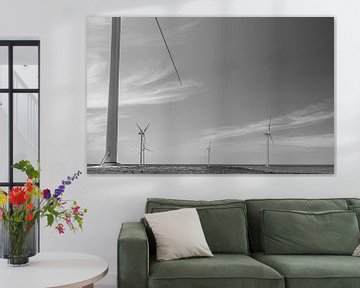 Moderne windmolens nabij het IJmeer bij Almere van Paul Veen