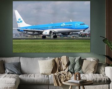 Landende KLM Boeing 737-900. van Jaap van den Berg