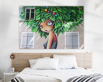 Jungle girl muurschildering van Inge Hogenbijl