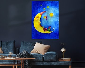 Children's painting Moon men by Anne-Marie Somers