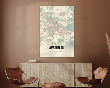 Amsterdam vintage stratenkaart van MijnStadsPoster