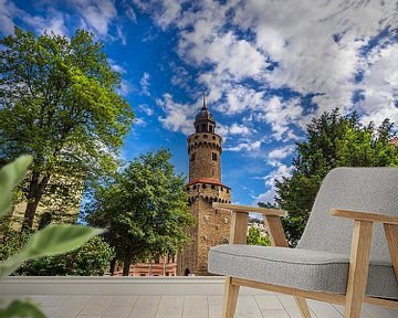 Gezicht op de Reichenbach toren in de stad Görlitz van Rico Ködder