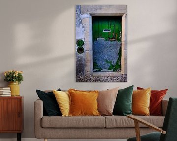 Green door with 2 letter boxes by Karel Ham
