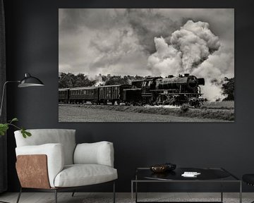 Locomotive à vapeur roulant dans la campagne sur Sjoerd van der Wal Photographie