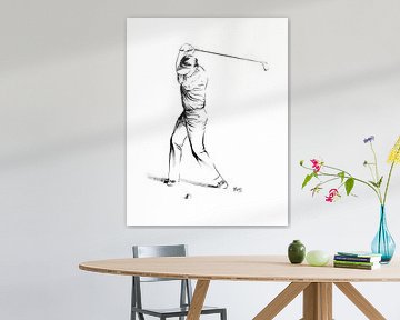 Golf speler nr4 - zwarte acrylverf op papier