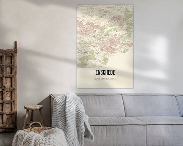 Retro kaart van Enschede, Twente, Overijssel. van Rezona