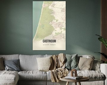 Retro kaart van Castricum, Noord-Holland. van Rezona