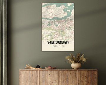 Retro kaart van 's-Hertogenbosch, Noord-Brabant. van Rezona