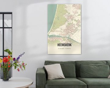 Retro kaart van Heemskerk, Randstad, Noord-Holland. van Rezona