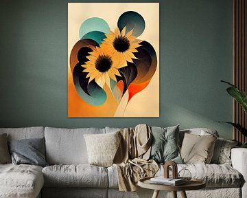Zonnebloemen abstract van Bert Nijholt