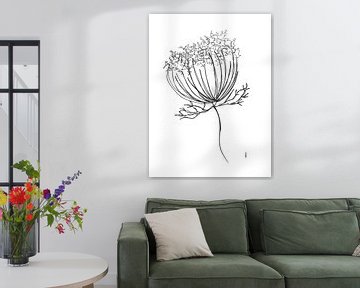 Digital Oneline drawing Wild Carrot by Ankie Kooi