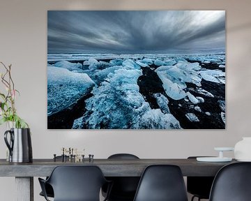 IJsschotsen strand bij Jokulsarlon (Diamond Beach) van Martijn Smeets