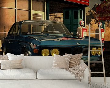BMW 3.0 CSI von 1971 auf einer Route 66 Station