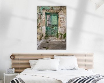 Old Decayed Blue Green Door in Greece by Art By Dominic