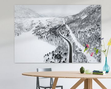 Slingerende weg door een winter landschap van Martijn Smeets