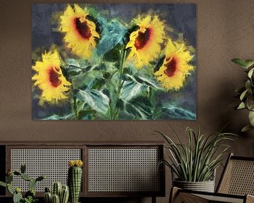 Sonnenblumen Ölfarbe von Bert Hooijer