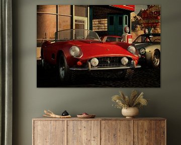 Ferrari 250GT Spyder California uit 1960 bij een oud benzinestation van Jan Keteleer