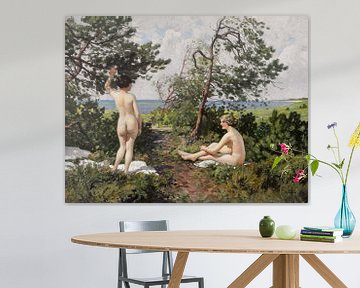 Paul Fischer, Zwei badende Mädchen in einem Dickicht an der Küste von Hornbæk