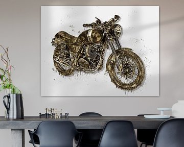 Goldenes klassisches Motorrad als abstraktes Kunstwerk von BB Creative Art