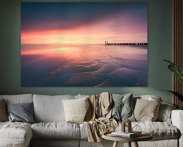 Sonnenuntergang an der niederländischen Küste von Original Mostert Photography