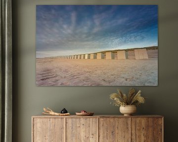 Cabanes de plage sur la côte néerlandaise sur Original Mostert Photography