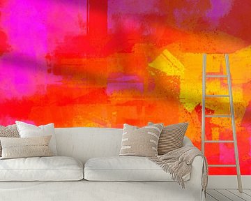 Orange pink abstraction by Mad Dog Art