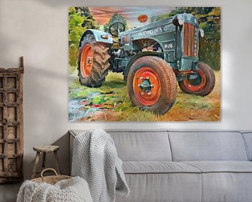 Tractor Hanomag R35 Style aquarel van Christian Lauer