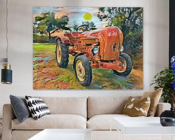 Tractor Porsche in stijl aquarel van Christian Lauer