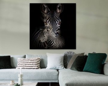 Mutter und Kind, Zebra von Bert Hooijer