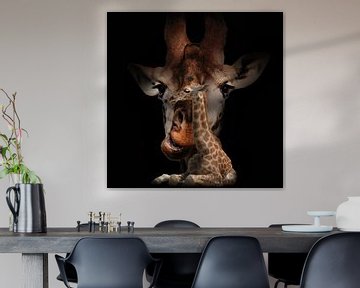 Mutter und Kind, Giraffe von Bert Hooijer