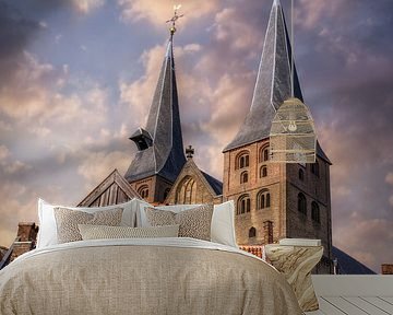 Een vierkante panorama van de Bergkerk in Deventer Overijssel