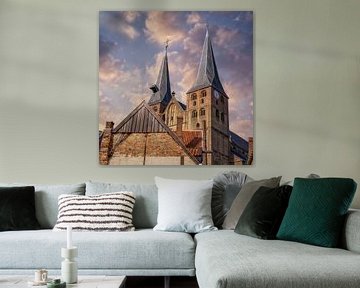 Een vierkante panorama van de Bergkerk in Deventer Overijssel