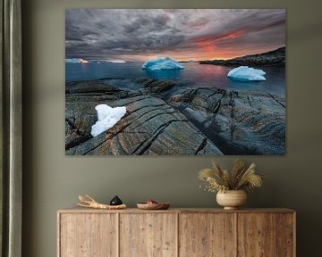 Zonsondergang in Ilulissat - Disko Bay, Groenland van Martijn Smeets